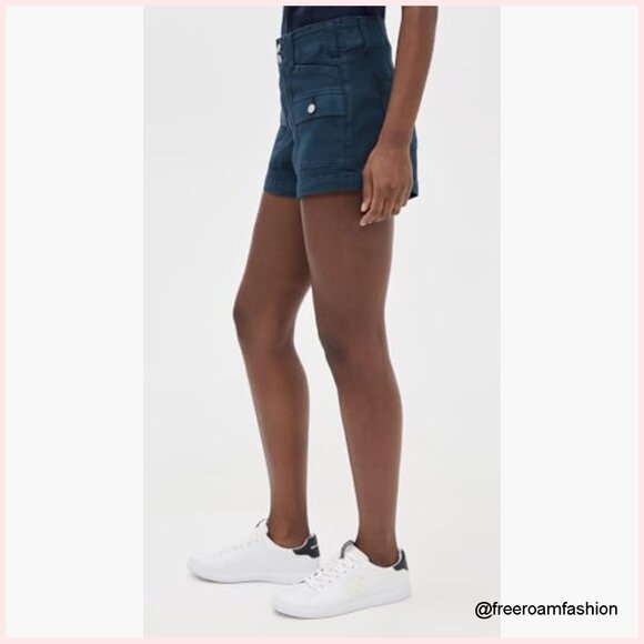 High Rise Cargo Shorts, Fitted Fit, Cotton Blend, Casual Wear - Picture 4 of 6